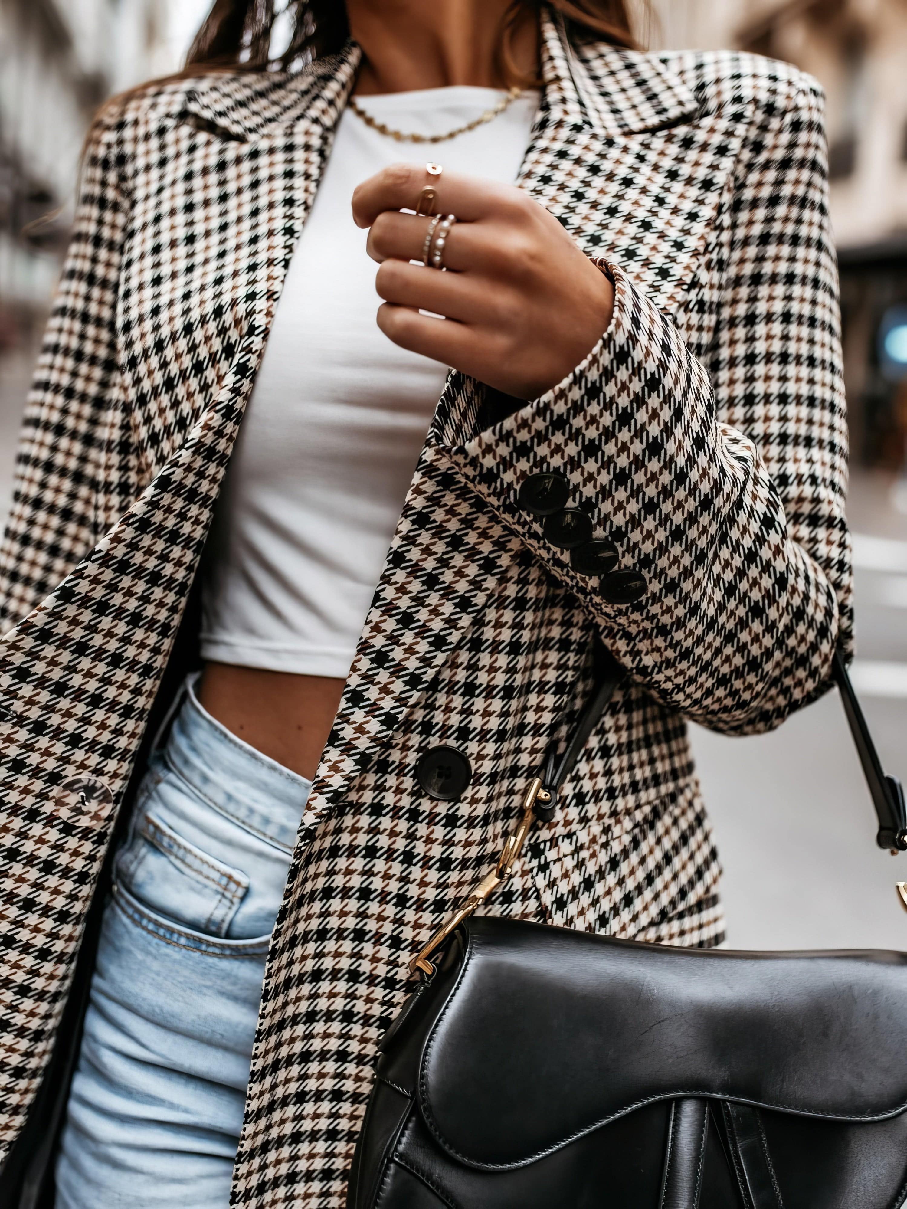 Rarove-Plaid Print Lapel Small Blazer