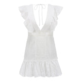 RAROVE-Mini Dress  Embroidery Lace White Dress