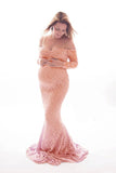 2023 Mermaid Maternity Dresses For Photo Shoot Lace Maxi Maternity Gown Off Shoulder Sexy Women Pregnancy Dress Photography Prop