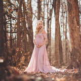 Cute Women Dress Maternity Photography Props Off Shoulder Pregnancy Dresses Clothes Chiffon Maxi Maternity Gown For Photo Shoots