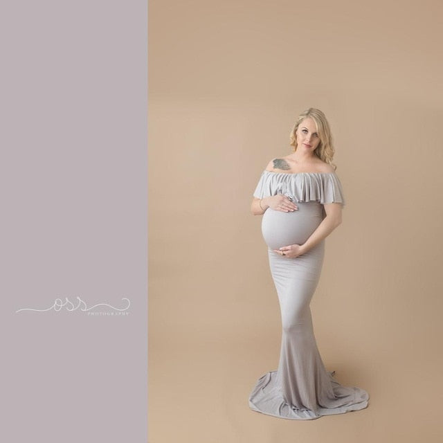 Maternity Dresses Maternity Photography Props Plus Size Dress Elegant Fancy Cotton Pregnancy Photo Shoot Women Long Dress