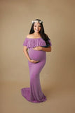 Maternity Dresses Maternity Photography Props Plus Size Dress Elegant Fancy Cotton Pregnancy Photo Shoot Women Long Dress