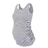 Maternity Basic Tank Top Mama Clothes Neck Sleeveless Tops Women's Solid Side Ruching Vest