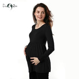 Loose Maternity Tops Plus Size Pregnancy Blouse Ruffles T-shirt Tunic Casual Maternity Clothes Pregnant Womens Clothing Cotton