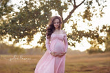 Shoulderless Long Sleeve Pregnancy Dress Photography Props Maternity Maxi Gown Dresses For Photo Shoot Pregnant Women Clothes