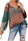 2022 New Plus Size Blouse Women V-neck Long Sleeve Shirt Casual Loose Floral Print Tops Ladies Blouses