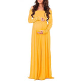 Shoulderless Maternity Photography Props Dresses Long Sleeve Pregnancy Dress Maxi Maternity Gown For Pregnant Women Photo Shoots