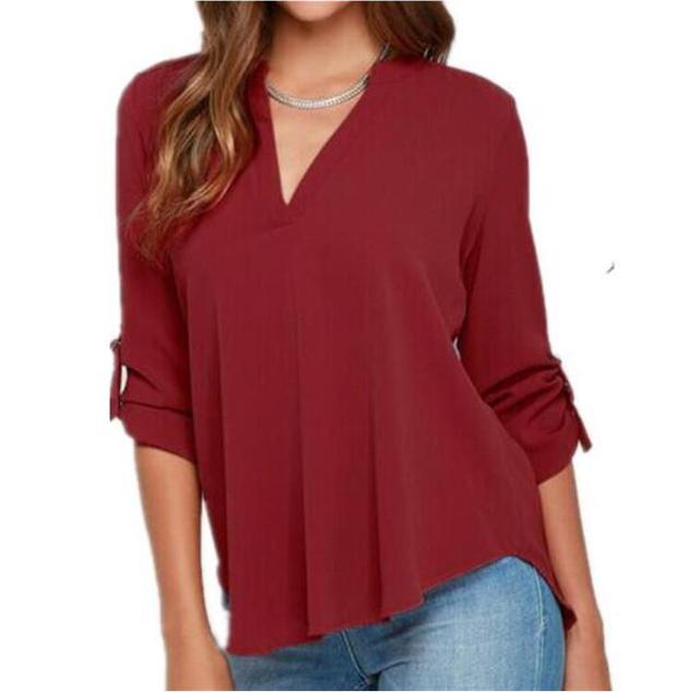 Rarove New Fashion shirt women elegant blouses vintage chiffon blouse long sleeve OL shirts casual plus size women clothing blusas