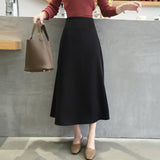 Casual Soft Office Ladies Skirts Women Elegant High Waist Zipper Satin Female Skirt Mid-length 2021 Spring Summer