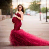 Sexy Maxi Maternity Gown For Photo Props Shoulderless Maternity Shoot Dress Lace Mesh Pregnant Women Pregnancy Photography Dress