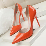 New 2022 Women pumps Elegant pointed toe patent leather office lady Shoes Spring Summer High heels Wedding Bridal Shoes