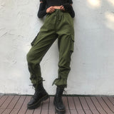 Rarove Cargo Pants Women Wide Leg Sweat Pants Oversized Vintage Army Green Trousers Plus Size Streetwea