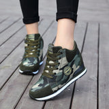 Rarove Big Size Height Increase Women Casual Canvas Shoes Camouflage Lace Up High Top Tenis Sneakers New Combat Trainers Shoes