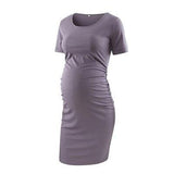 Pack of 3pcs Women's Side Ruched Maternity Clothes Bodycon Dress Mama Casual Short Sleeve Wrap Dresses Womens Clothing Plus Size-1