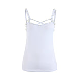 Women Fashion Top Sexy Sling Pearl Beading Camis Female Solid Color Slim Summer New Cropped Feminino Tops