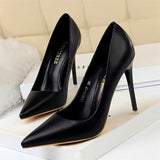 Rarove Soft Leather Shallow Fashion Women's High Heels Shoes Candy Colors Pointed Toe Women Pumps Show Thin Female Office Shoe