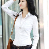 RAROVE New Fashion Summer Qualities Women Office Lady Formal Party Long Sleeve Slim Collar Blouse Casual Solid White Shirt Tops