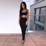 neon ribbed knitted women two piece matching co ord set crop top midi skirt sexy festival party 2022 summer clothing