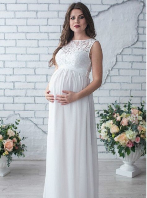 Maxi Maternity Gown Clothes For Photo Shoot Lace Long Maternity Photography Props Pregnancy Dress Elegant Pregnant Women Dresses