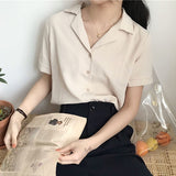 Rarove Summer Blouse Shirt For Women Fashion Short Sleeve V Neck Casual Office Lady White Shirts Tops Japan Korean Style
