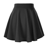 Rarove Women's Basic Versatile Stretchy Flared Casual Mini Skater Skirt sequin skirt  Wine Red Black Short Skirt