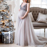 RAROVE Sexy Maternity Shoot Dress Sequins Tulle Pregnancy Photography Dresses Sleeveless Maxi Gown For Pregnant Women Long Photo Prop