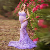 Sexy Lace Maternity Dresses Photography Props Long Fancy Pregnancy Dress Shoulderless Maxi Gown For Pregnant Women Photo Shoots