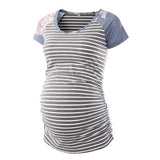 Maternity Baseball Crew Neck Tops Flattering Side Ruching Pregnancy T-Shirt Maternity Clothes Summer Tunic  Tops Women Tees