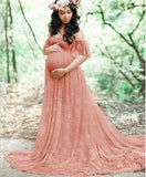 Lace Maternity Dresses For Photo Shoot Pregnant Women Baby Shower Dress Sweep Train Maxi Gown Pregnancy Dress Photography Props