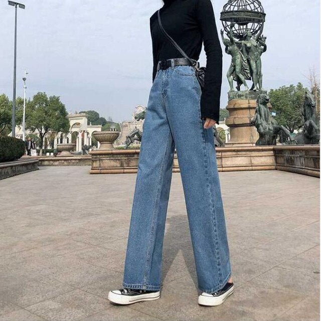 Woman Jeans High Waist Clothes Wide Leg Denim Clothing Blue Streetwear Vintage Quality 2021 Fall Fashion Harajuku Straight Pants