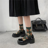 Patent Leather Shoes Spring Autumn Mary Jane Shoes Women's Buckle Strap High Heels Retro Platform Lolita Shoes Woman