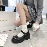 Patent Leather Shoes Spring Autumn Mary Jane Shoes Women's Buckle Strap High Heels Retro Platform Lolita Shoes Woman