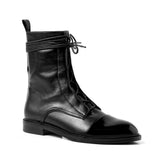 Christmas Gift South Korea 100 British comfortable tie leather tip low heel Martin boot woman flat bottom short boot