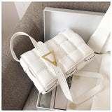 Rarove Luxury Handbags Women Bags Designer Knit Real Genuine Leather Chain Shoulder Bag Messenger Bag Cowhide Woven Purses and Handbags