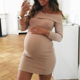 2022 Spring New Style Women'S Pregnancy Casual Slash Neck Mini Dress Maternity Long Sleeve Clothes Female Dresses Vestidos