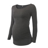 Mama Clothes Maternity Clothes Pregnant Blouses Maternity Ruched Tops Long Sleeve Scoop Neck Pregnancy T-Shirt Womens Clothing