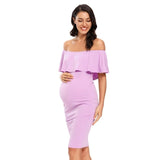 Ruffles Off Shoulder Maternity Dress Women Dress Baby Shower Pregnancy Clothes Ruched Sides Bodycon Dresses Elegant