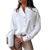 Rarove Autumn White Blouse Womens Casual Fashion Stand Collar Long Sleeve Plus Size Office Ladies Shirt Elegant Female Tops And Blouses