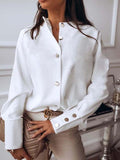 Rarove Autumn White Blouse Womens Casual Fashion Stand Collar Long Sleeve Plus Size Office Ladies Shirt Elegant Female Tops And Blouses