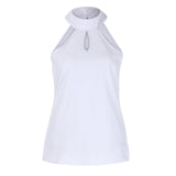 Blouse Women Shirt Ladies Tops Sexy Sleeveless Halter Hollow Shirt Pullover Vest Women Tops White Blouse топик женский