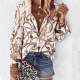Rarove New Fashion Daisy Floral Print Shirts Women V Neck Long Sleeve Button Tops Casual Loose Plus Size Blouse