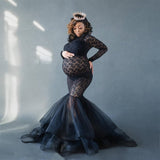 New Black Sexy Maternity Dresses For Photo Shoot Lace Mesh Maxi Gown Long Pregnant Women Fancy Pregnancy Dress Photography Props