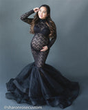 New Black Sexy Maternity Dresses For Photo Shoot Lace Mesh Maxi Gown Long Pregnant Women Fancy Pregnancy Dress Photography Props