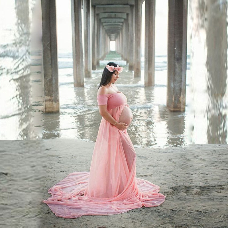 Maternity Photography Props Pregnancy Dress For Photo Shooting Off Shoulderless Pregnant Dresses For Women Maxi Maternity Gown