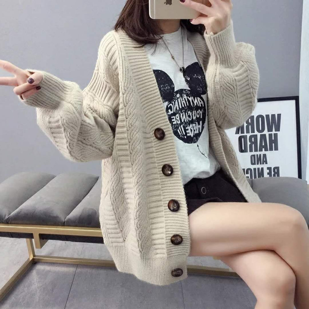 Fall outfits 2021 Sweater cardigan jacket female loose Korean student spring and autumn 2021 new sweater trend round button net red hot sale old K