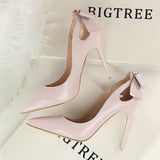 Patent Leather Women Heels Pointed Toe Woman Pumps Sexy High Heels 2021 Hot Bow-Knot Pumps Women Stiletto Ladies