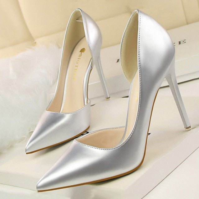 Patent Leather Heels 2021 Fashion Woman Pumps Stiletto Women Shoes Sexy Party Shoes Women High Heels 12 Colour