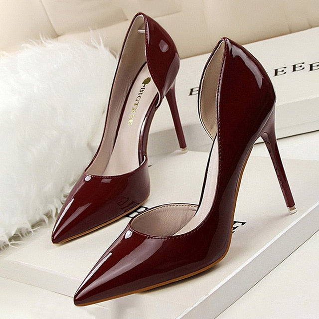 Patent Leather Heels 2021 Fashion Woman Pumps Stiletto Women Shoes Sexy Party Shoes Women High Heels 12 Colour