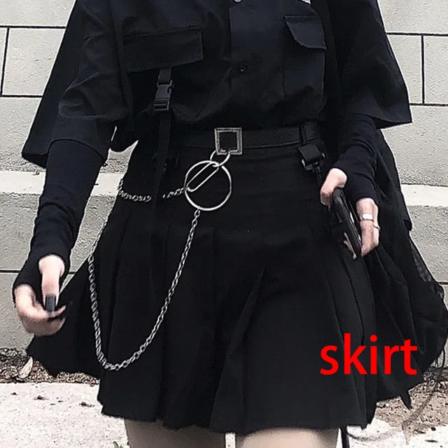 Rarove Single / set summer Korean versatile dark loose BF shirt top women fashion two piece set skirt jupe dropshipping