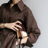 Coffee Blouse Women Spring Autumn Casual Solid Color Long Sleeve Shirt Women Korean Loose Shirt OL Style Workwear Plus Size S-XL